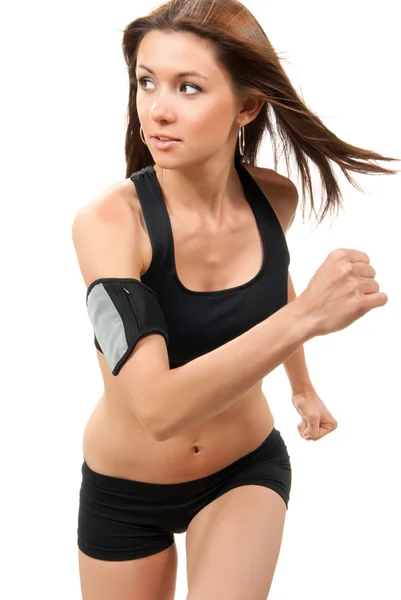 Fitness žena na dietě, jogging, běh, chůze v tělocvičně — Stock fotografie