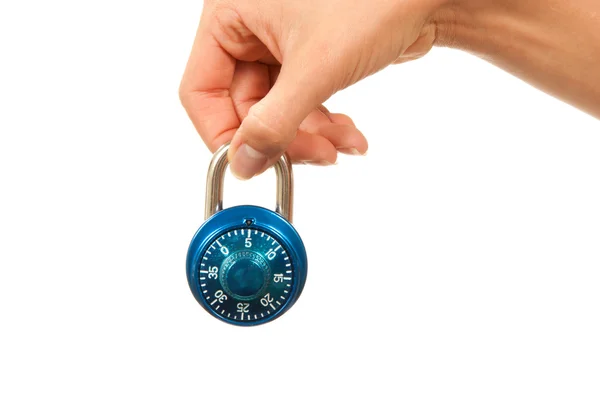 Blue locked Master Combination Dial lock — Stock Photo, Image