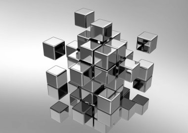 Scattered cubic boxes clipart