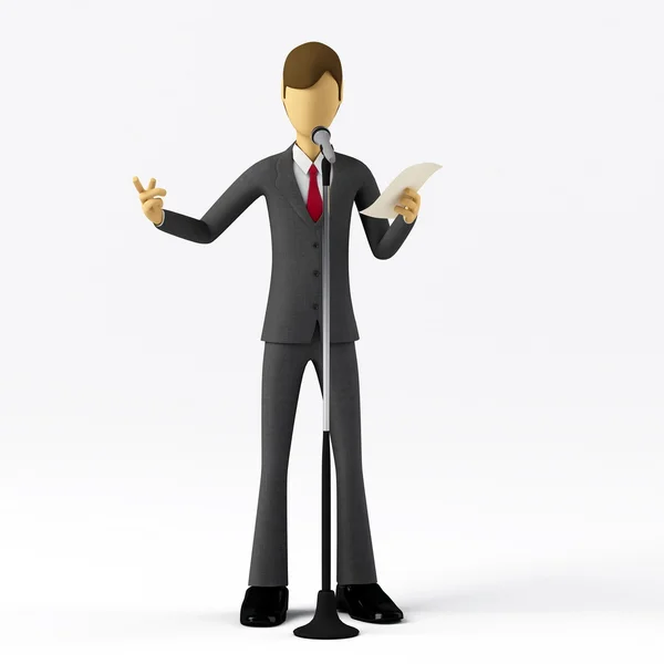 3d hombre de negocios: Discurso y anuncio — Foto de Stock