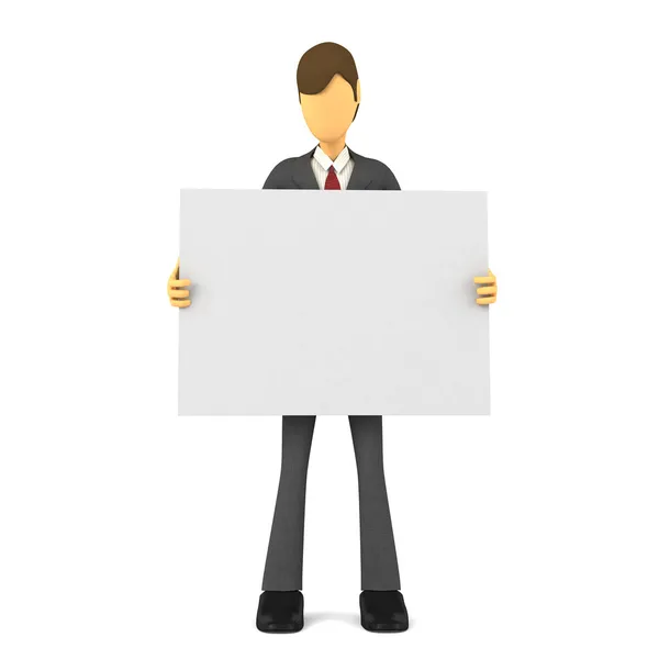 3d businessman with a Blank Poster — Stock Photo, Image