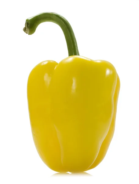 Yellow pepper with a green stick isolated on the white backgroun — Stock Photo, Image