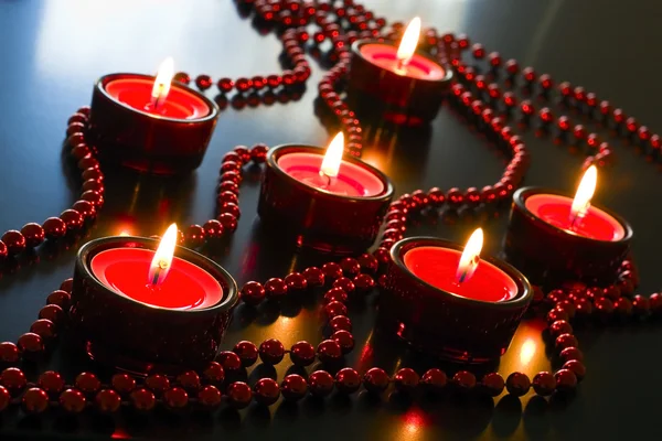 Christmas red candles. — Stock Photo, Image
