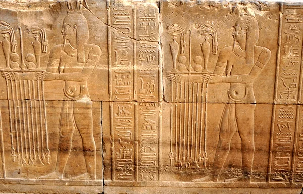 Frescos Hieróglifos Parede Egípcia — Fotografia de Stock