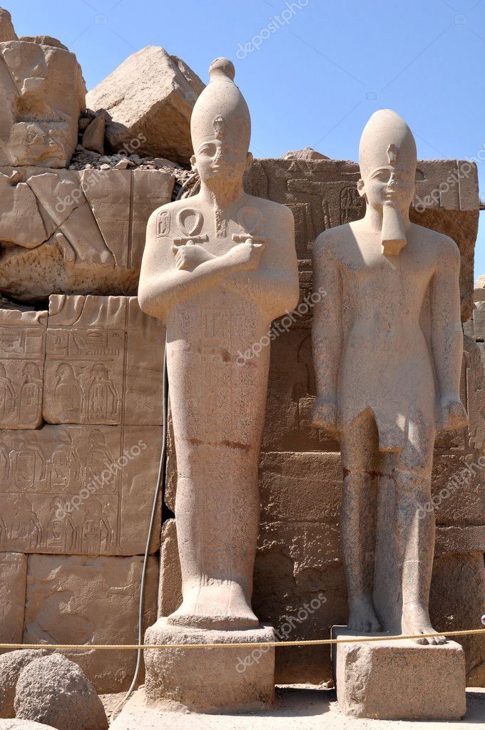 The Egyptian statues in the Karnaksky temple — Stock Photo © lekavas