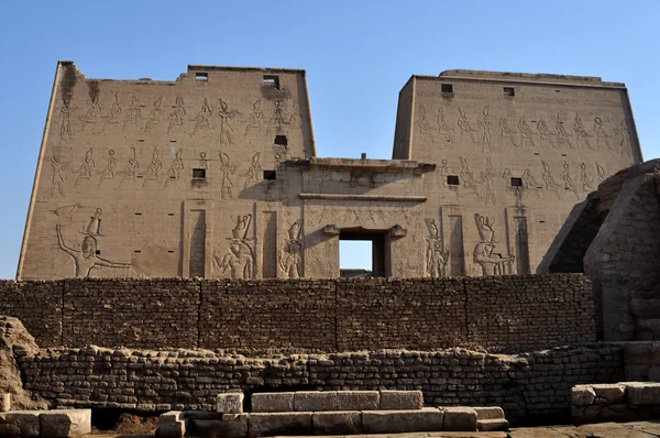 Fal Hieroglifák Egyiptomi Templom Freskói Töredéke — Stock Fotó
