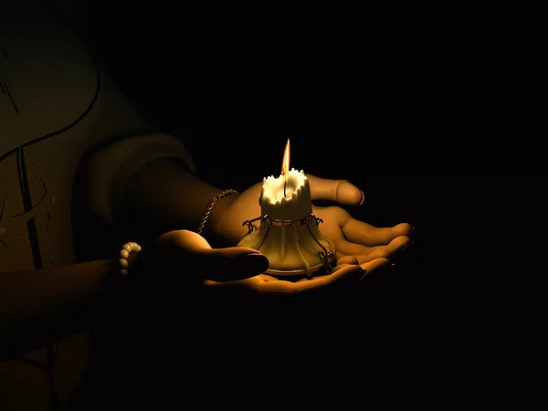 Svíčkou v ruce — Stock fotografie
