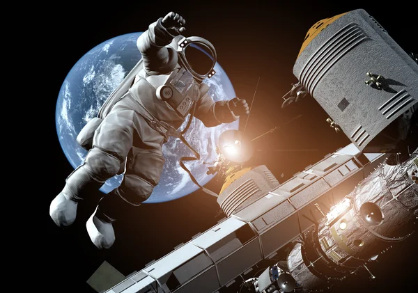 Astronauta en el fondo del planeta . —  Fotos de Stock