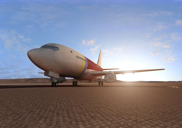 Passagiersvliegtuig Startbaan — Stockfoto