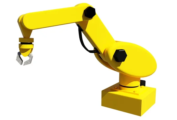 Žlutá Robotické Rameno Pro Průmysl Izolovaných Bílém — Stock fotografie