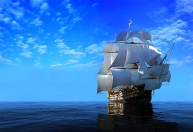 The ship sails at sea clipart