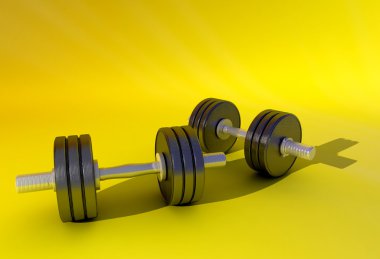 Sports objects on a yellow background. clipart