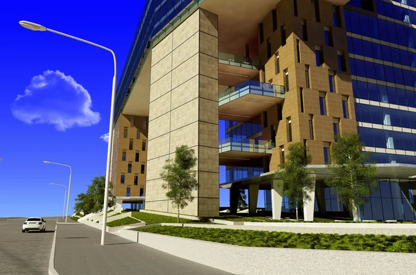 Arka Plan Gökyüzü Üzerinde Modern Binası — Stok fotoğraf