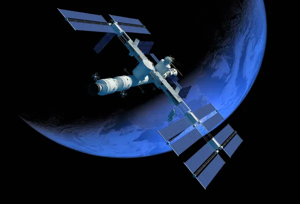 Διαστημόπλοιο Στο Διάστημα — Φωτογραφία Αρχείου