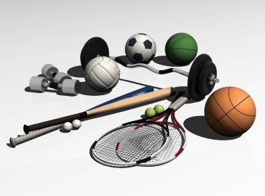 Sports equipment on a white background clipart