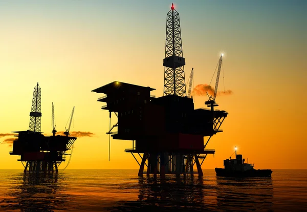 Производство Нефти Море — стоковое фото