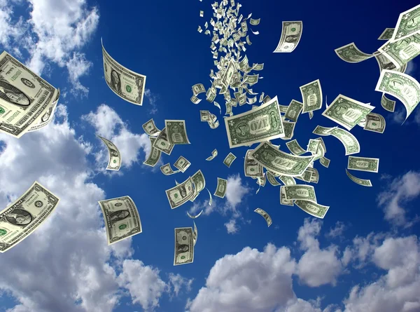 Money Denominations Background Sky — Stock Photo, Image