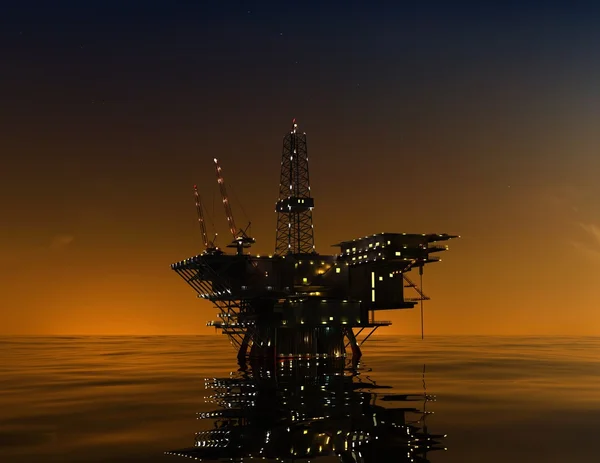 Εγκατάσταση Για Πετρέλαιο Νύχτα — Φωτογραφία Αρχείου