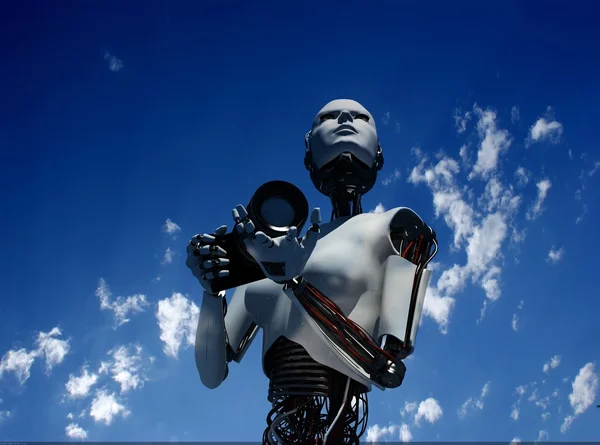 Figura Del Robot Con Una Macchina Fotografica — Foto Stock