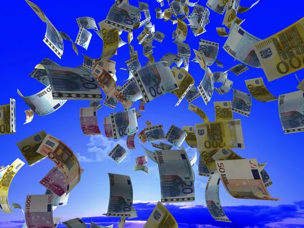 Denominaties Van Het Geld Een Achtergrond Van Hemel — Stockfoto