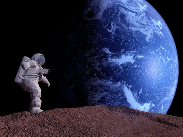 Astronauta Tle Planety — Zdjęcie stockowe