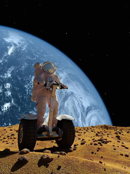 The astronaut on the background of the planet. — Stock Photo, Image