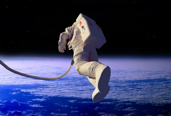 우주 공간에서 우주 비행사 — 스톡 사진