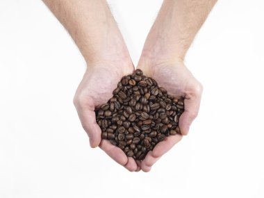 Handful of coffee beans clipart