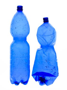iki mavi plastik şişe