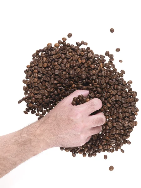 Eine Handvoll Kaffeebohnen — Stockfoto