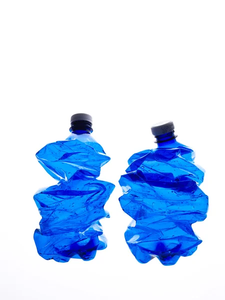 Modré plastové láhve — Stock fotografie