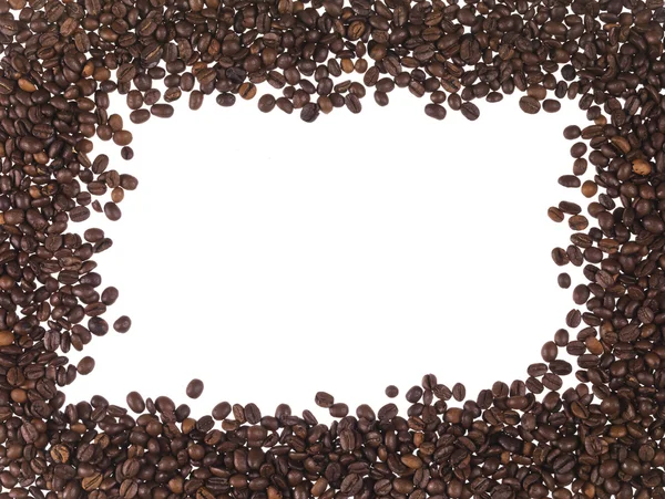 白い背景の上穀物コーヒーで作られたフレームワーク — ストック写真