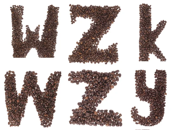 Litera Alfabetu Ziarna Kawy Białym Tle Białym Tle — Zdjęcie stockowe