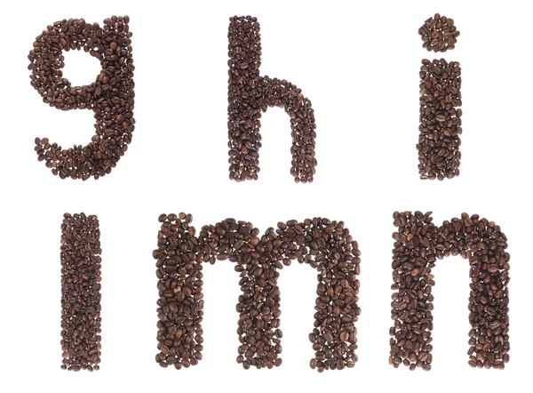 Letters of alphabet made with the coffee in grain — Stock Photo, Image