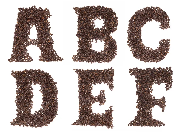 Letters of alphabet made with the coffee in grain — Stock Photo, Image