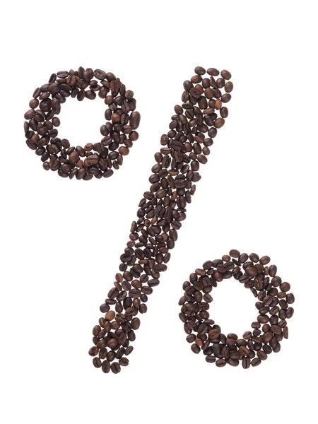 Percentage Symbol Made Coffee Grain White Background — Stock Photo, Image