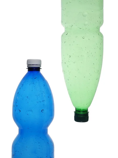 Botellas Plástico Vacías Sobre Fondo Blanco —  Fotos de Stock