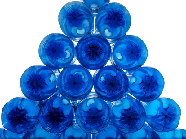 Pile de bouteilles en plastique bleu — Photo