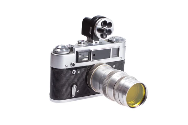 Velho preto 35mm SLR câmera — Fotografia de Stock