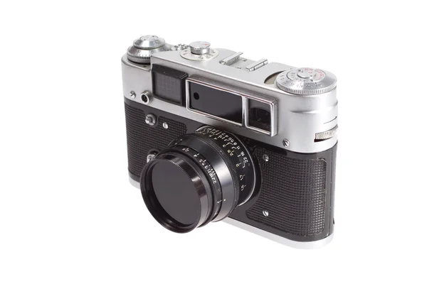 Régi fekete, 35 mm-es tükörreflexes fényképezőgép — Stock Fotó
