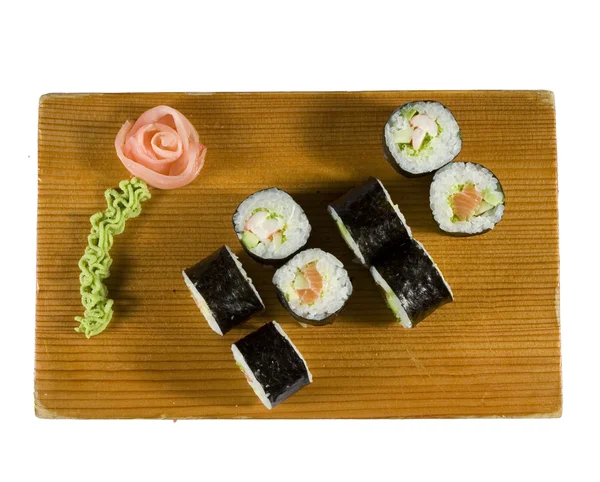 Taiyo Roll Pieces Roll Salmon Prawns Cucumber Flying Fish Caviar — Stock Photo, Image