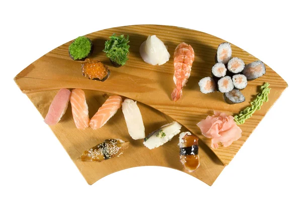 Deluxe Sushi Combination Pieces Tuna Red Snapper Octopus Salmon Prawns — Stock Photo, Image