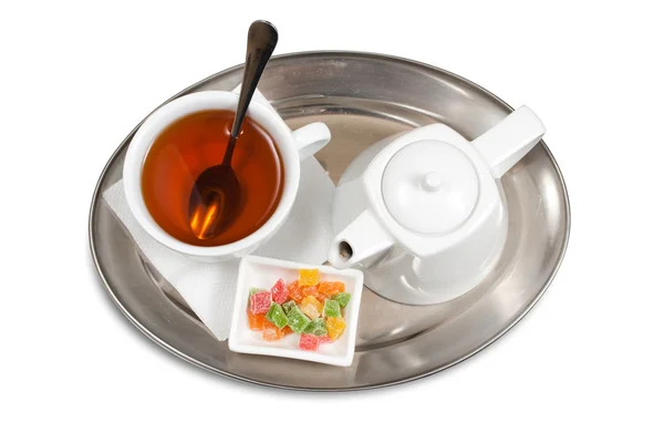Чашка Чая Блюдце Изолированы Белом Фоне — стоковое фото
