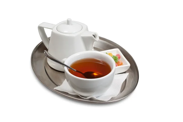 Çay bir fincan tabağı üzerinde — Stok fotoğraf