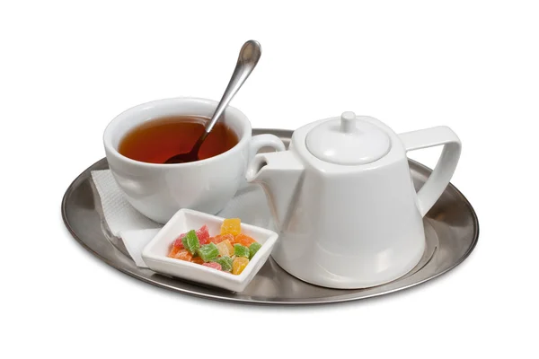 Чашка Чаю Блюдці Ізольована Білому Тлі — стокове фото