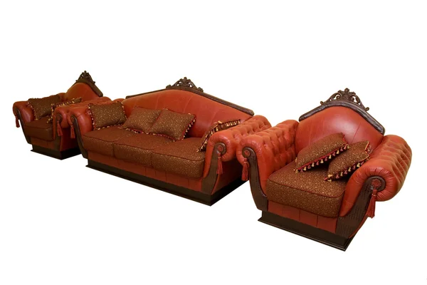Vintage soffa med fåtölj — Stockfoto