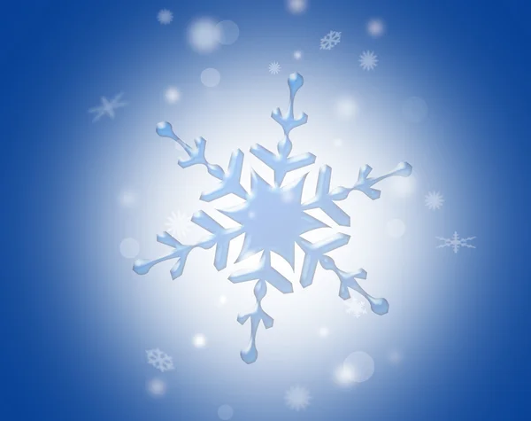 Schneeflocken auf blau glühendem Hintergrund — Stockfoto