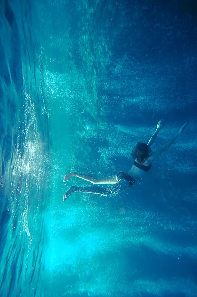 Menina Freediving Imagem De Stock