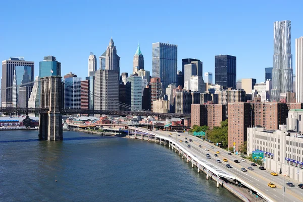 Ponte de Brooklyn e Manhattan — Fotografia de Stock