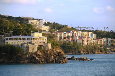 View of the coastline of St. Thomas in the Virgin Islands. clipart